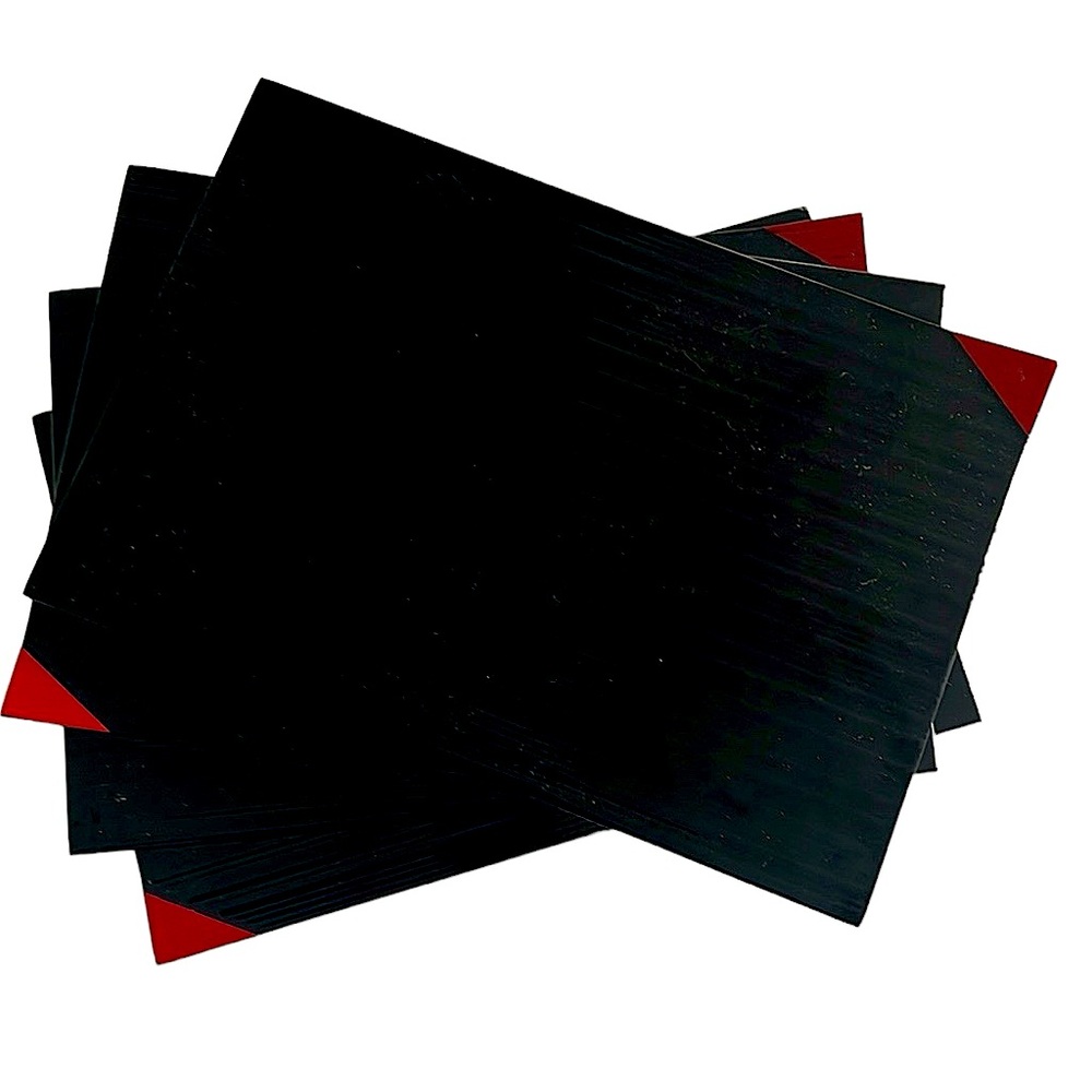 Black Lacquer Sushi Trays Set of Four with red accent corner 9.75"x6.75" NWOT